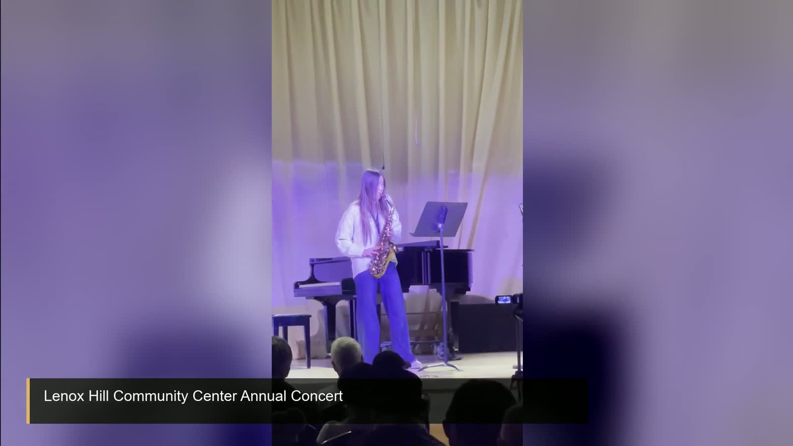 A still from Jocelyn's saxophone performance